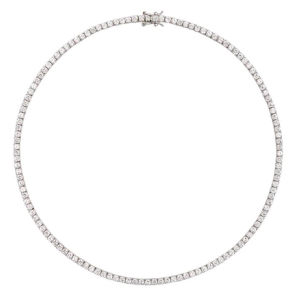 MOSS ROUND CUT, 3MM 4-PRONG, LAB-GROWN WHITE SAPPHIRE SILVER RIVIÈRE NECKLACE